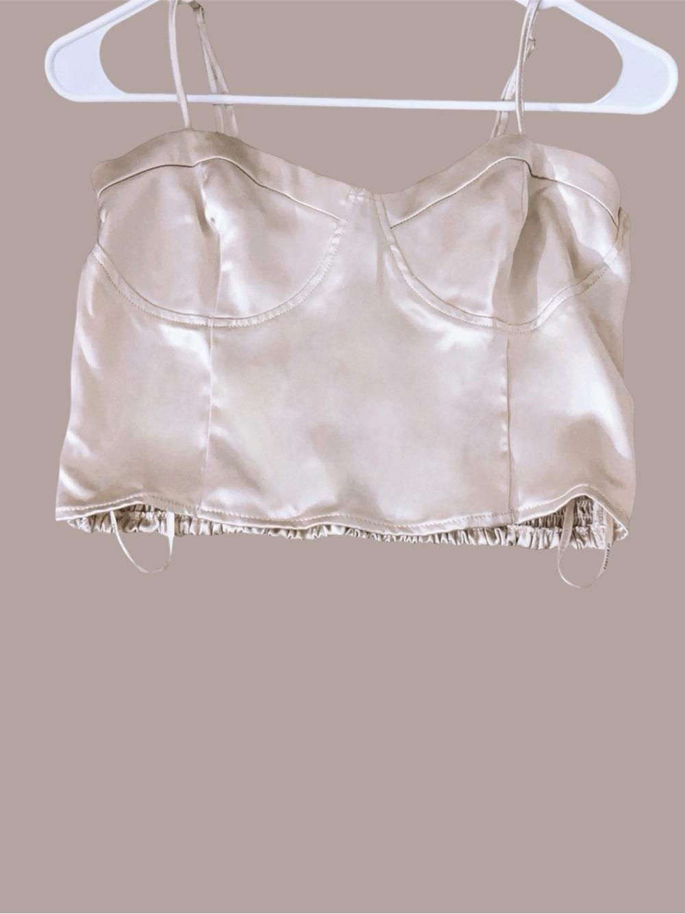 Satin Bustier Crop Top - Champagne